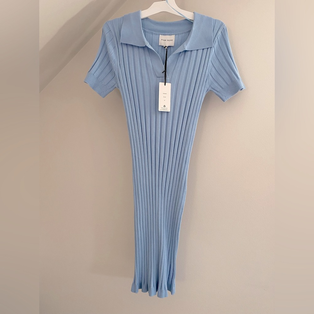 Ribbed shirt sleeve dress